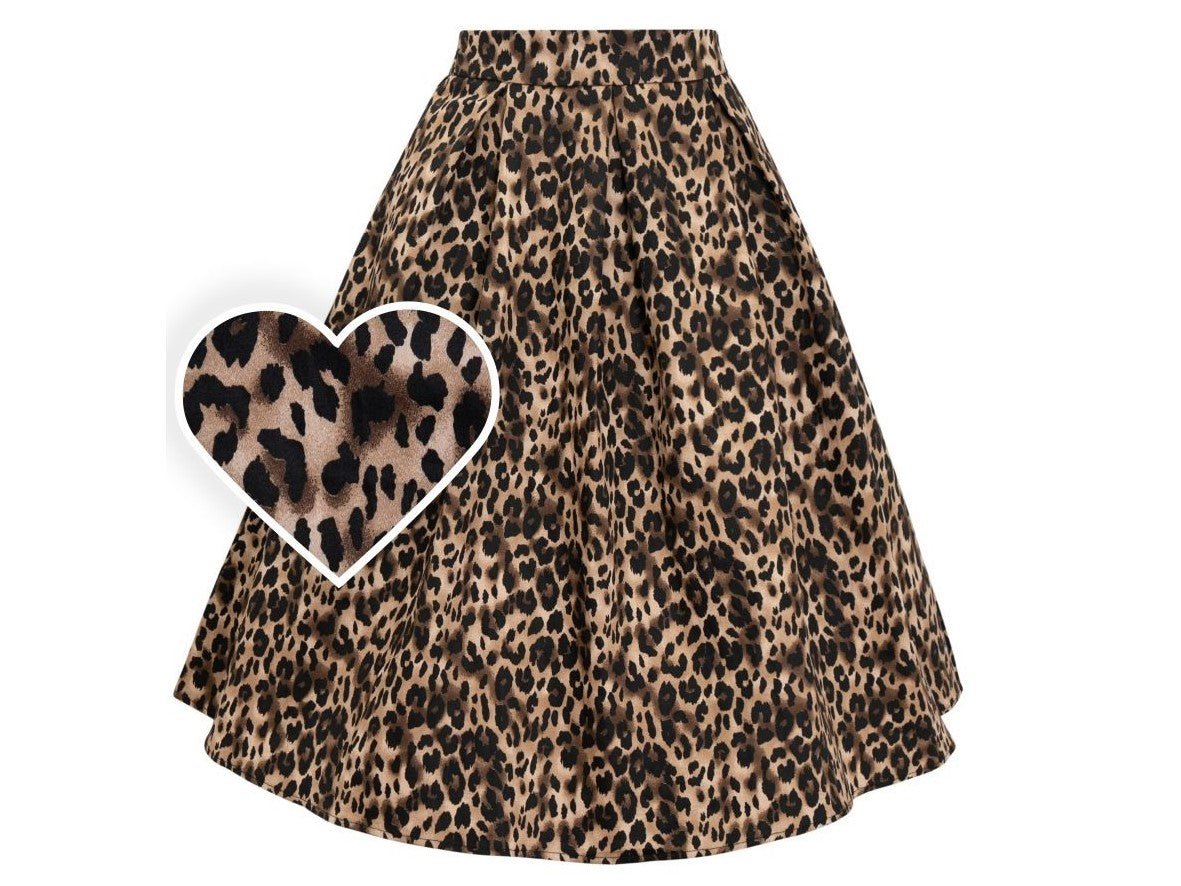 Brown leopard print flared skirt 