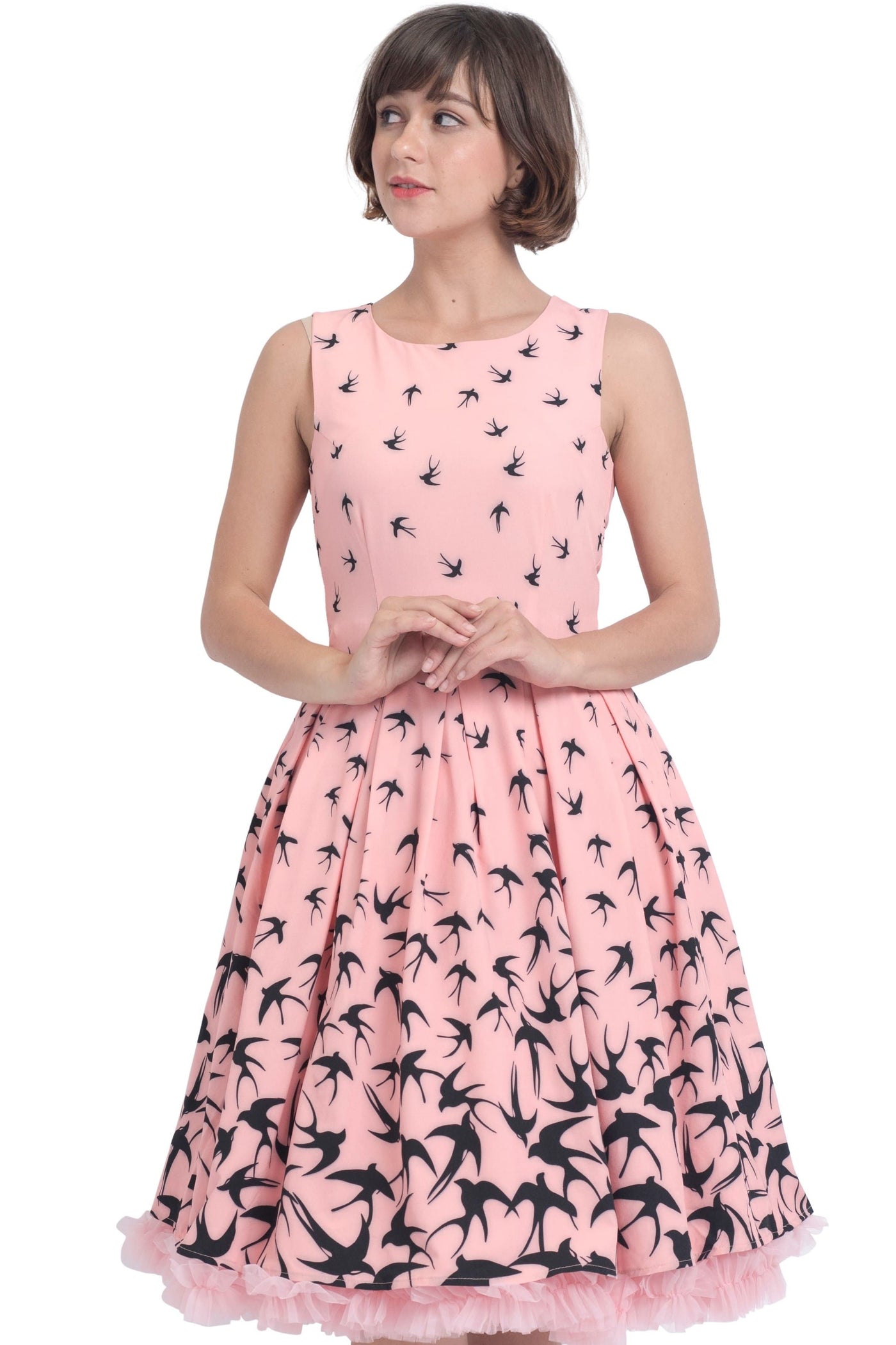 Annie Swing Dress in Pink & Black Raising Swallow Birds