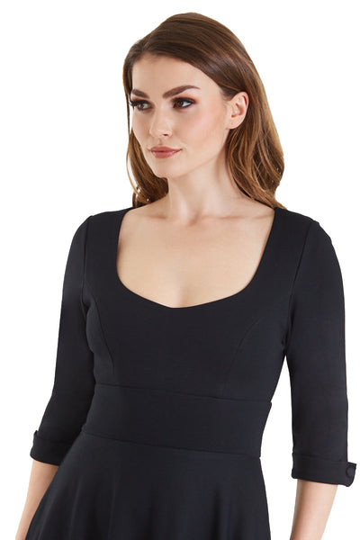 Scarlette Long Sleeved Black Midi Dress2