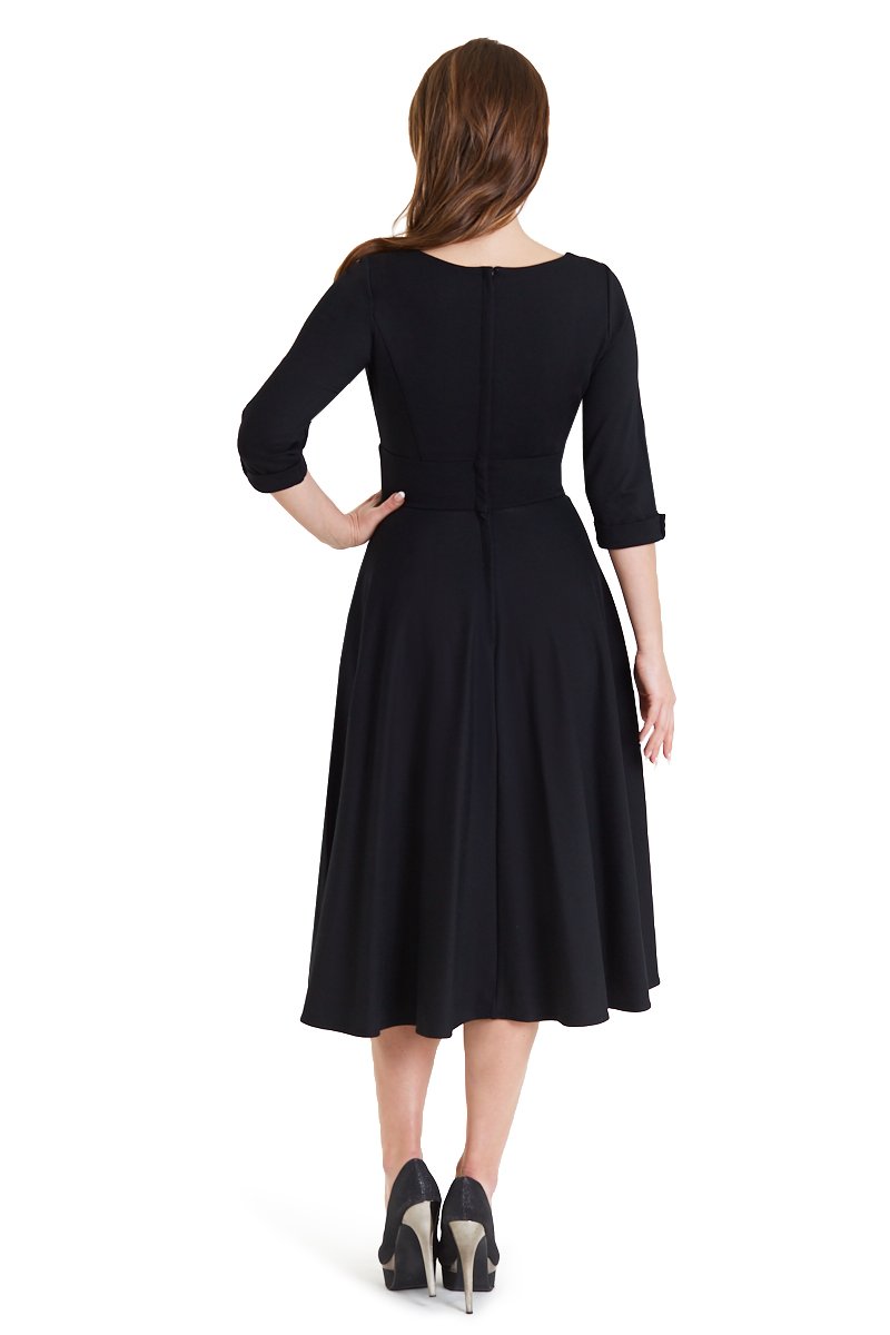 Scarlette Long Sleeved Black Midi Dress3