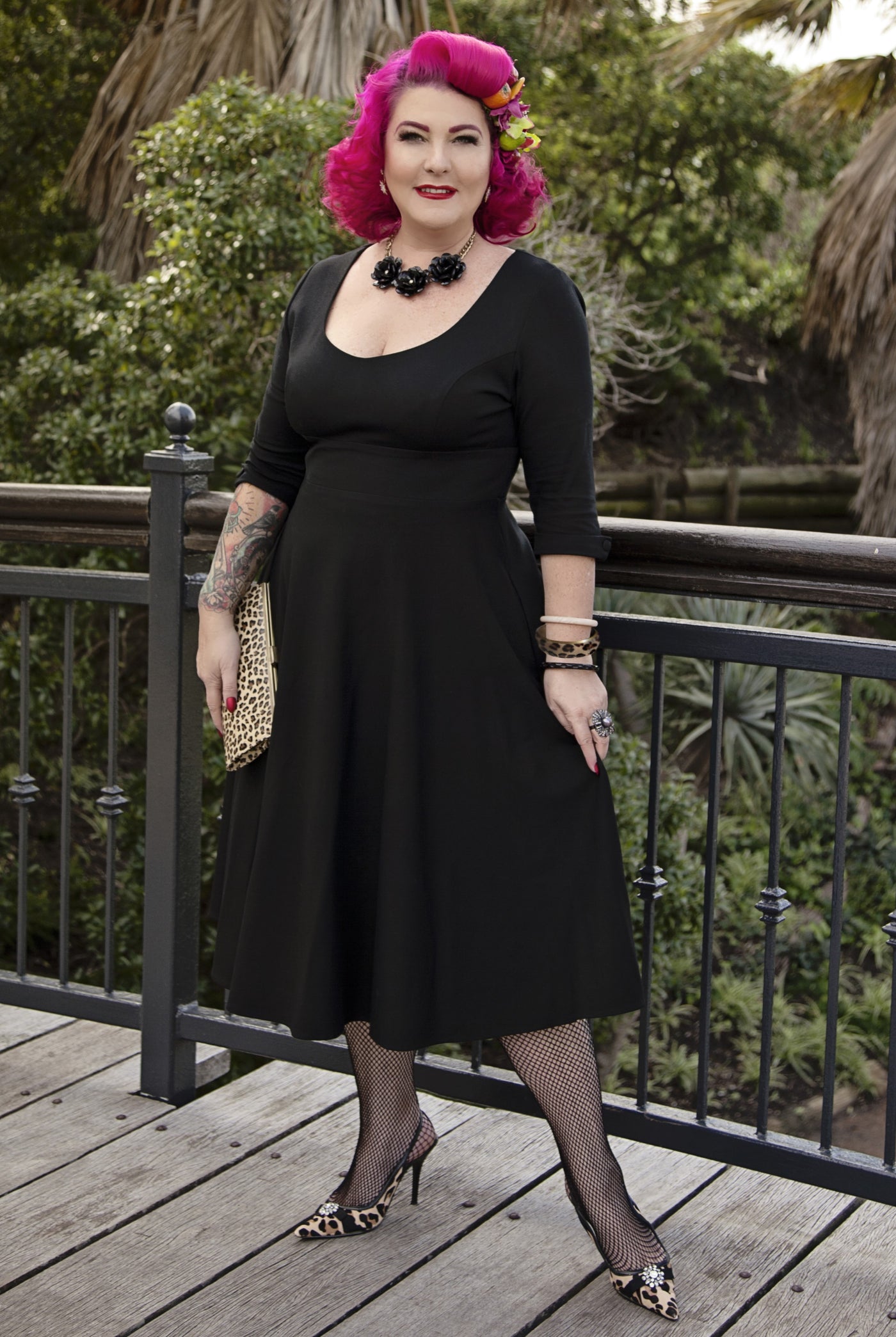 Scarlette Long Sleeved Black Midi Dress