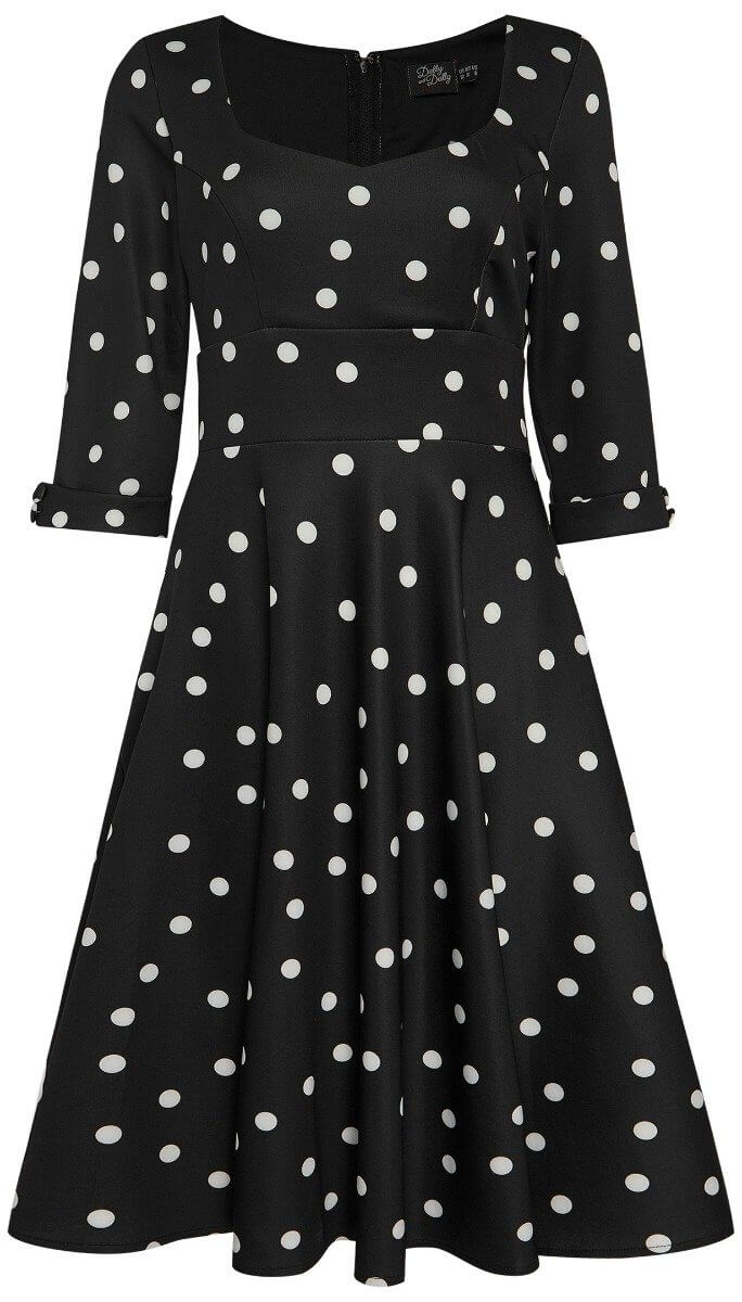 Scarlette Long Sleeved Black & White Polka Dot Midi Dress5
