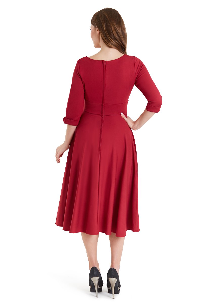 Scarlette Long Sleeved Burgundy Midi Dress3