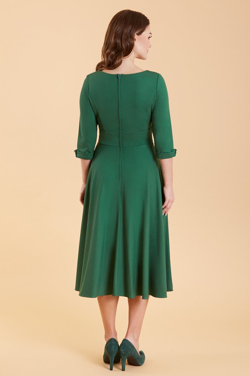 Scarlette Long Sleeved Dark Green Midi Dress4