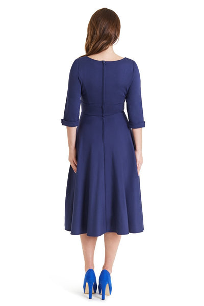 Scarlette Long Sleeved Navy Midi Dress3