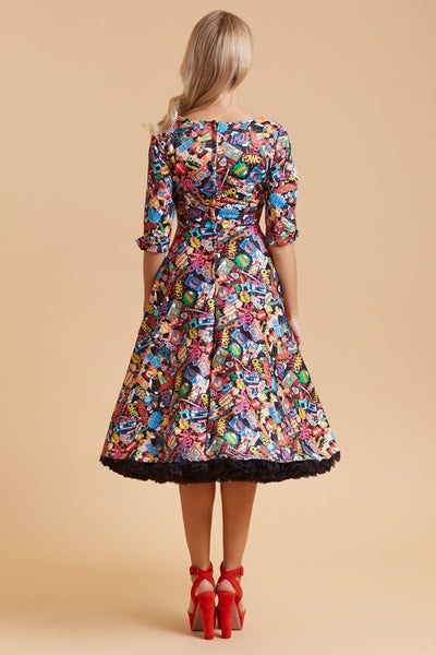 Scarlette Long Sleeved Pop Art Midi Dress4