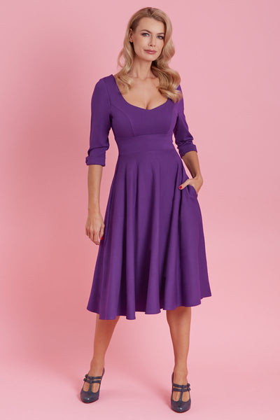 Scarlette Long Sleeved Purple Midi Dress1