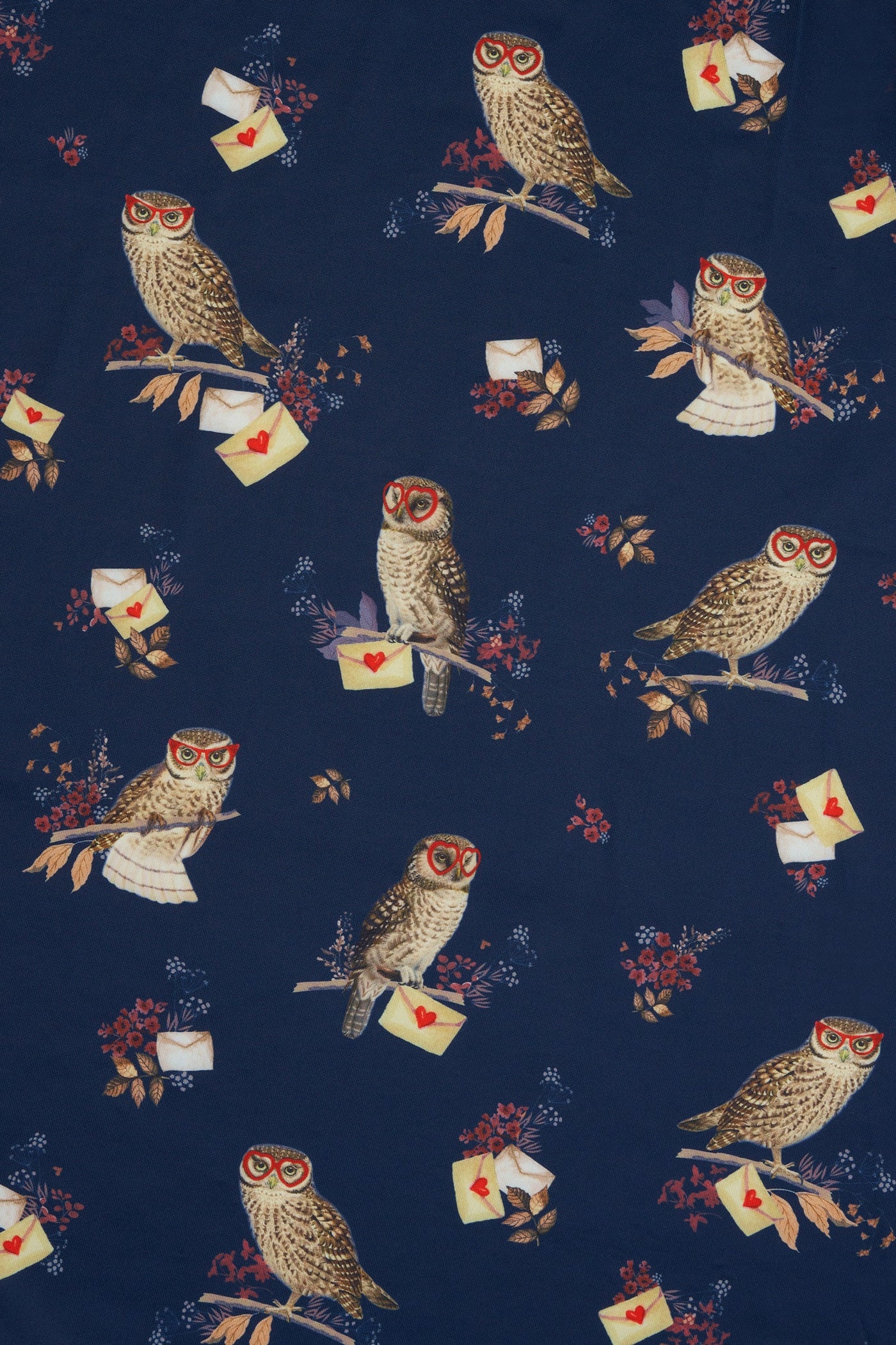 Short Sleeved Dress In Navy Owl Print