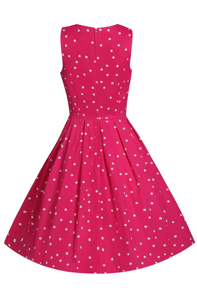 Stylish 50's  Retro Swing Dress in Dark Pink
