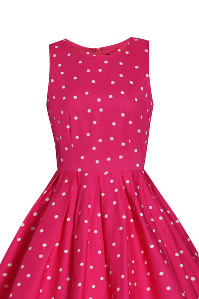 Stylish 50's  Retro Swing Dress in Dark Pink
