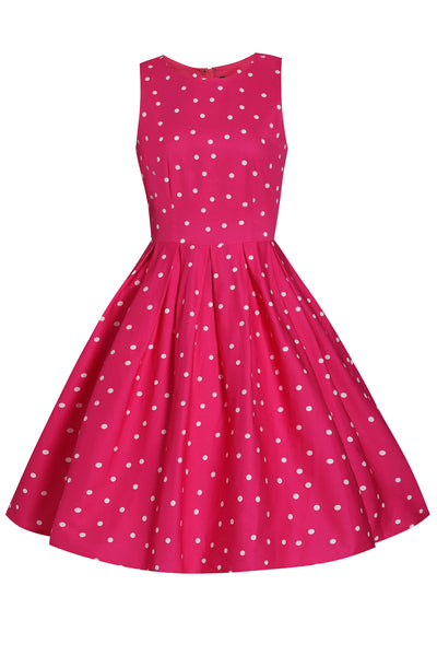 Stylish 50's  Retro Swing Dress in Dark Pink