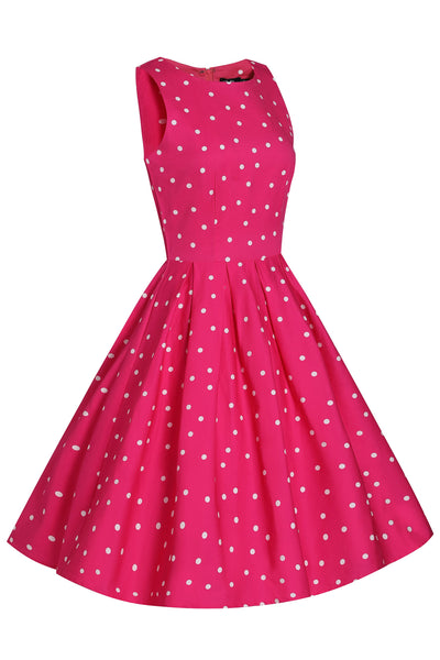 Stylish 50's  Retro Swing Dress in Dark Pink