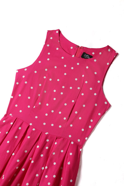 Stylish 50's  Retro Swing Dress in Dark Pink