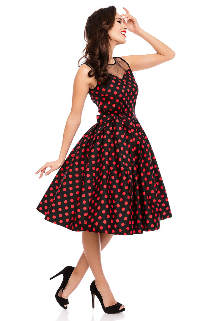 Elizabeth Tea Party Dress in Black Red Polka Dot Print 8
