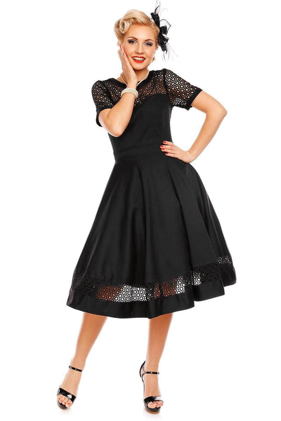 Tess Lace Sleeved Dress in Black2
