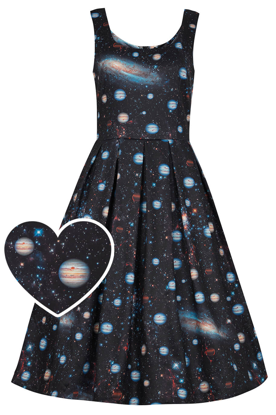 Universe Galaxy Space Print Dress With Pockets front view