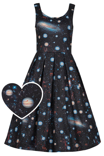 Universe Galaxy Space Print Dress With Pockets front view