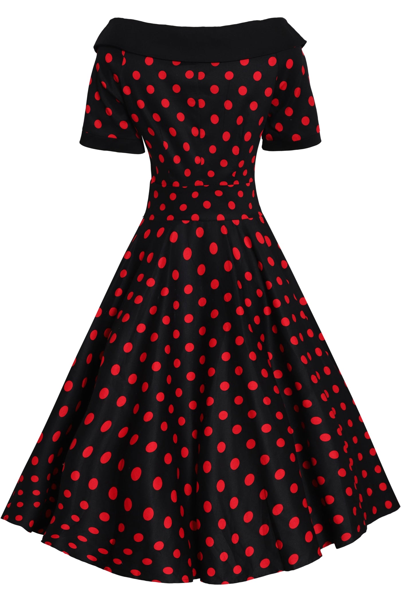 Back View of Black/Red Polka Dot 1950's Dress