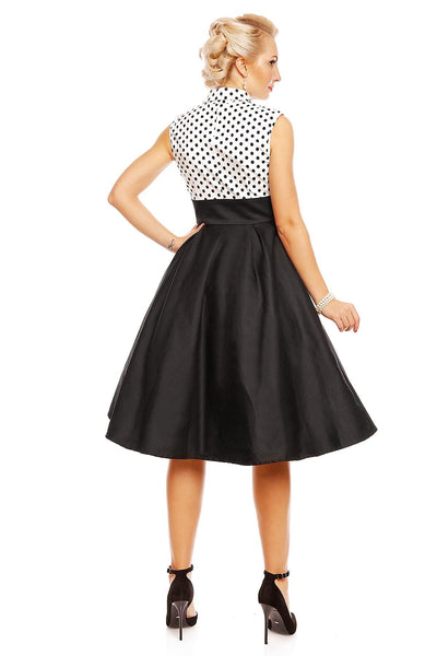 Model wearing the Lisa shirt top fit and flare dress, back view