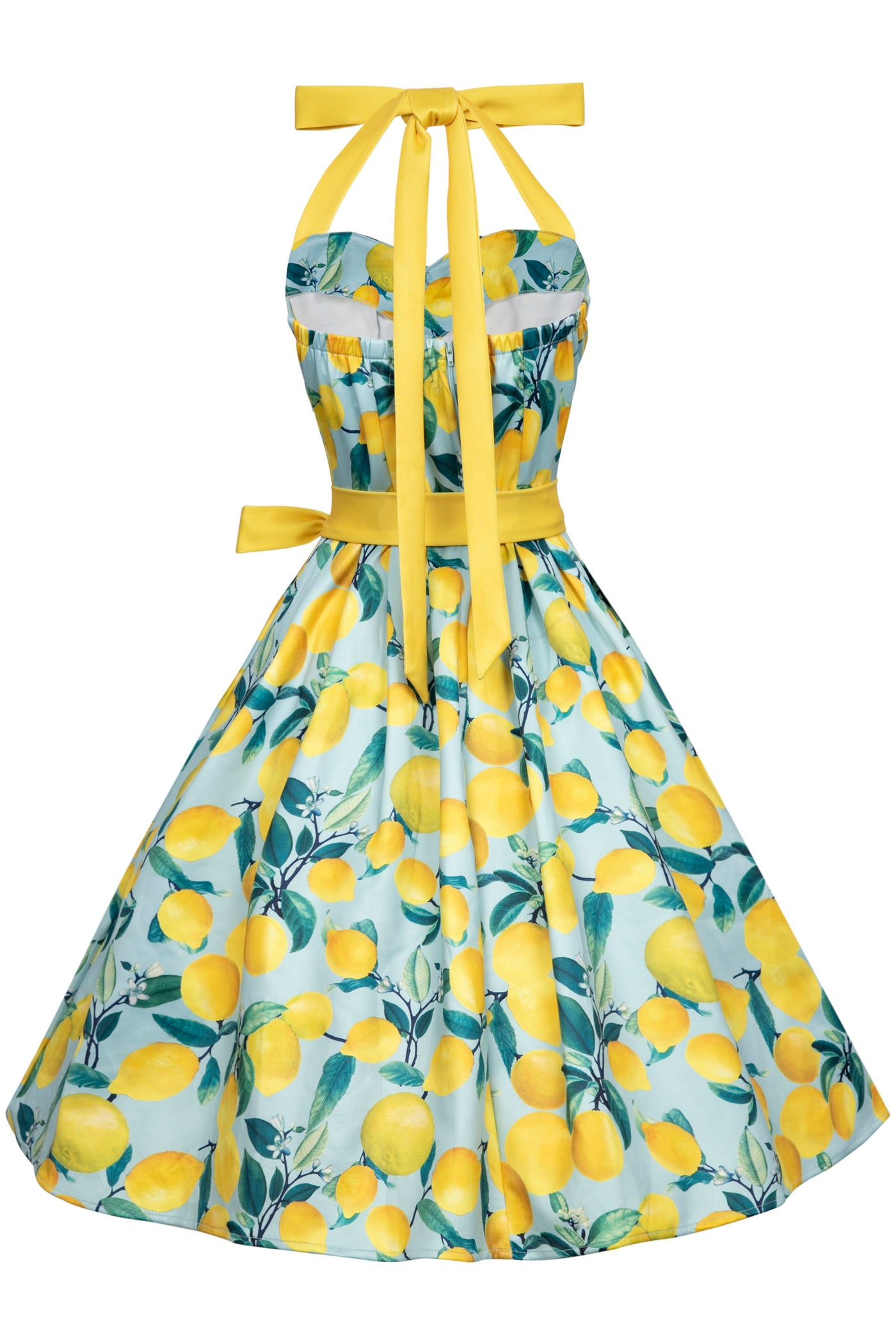 Sophia Halter Neck Blue Lemon Swing Dress