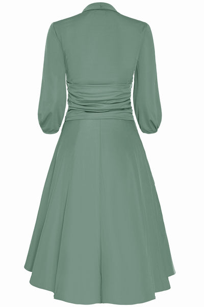 Sandra Vintage  Stretchy Sage Green Bow Tie Dress