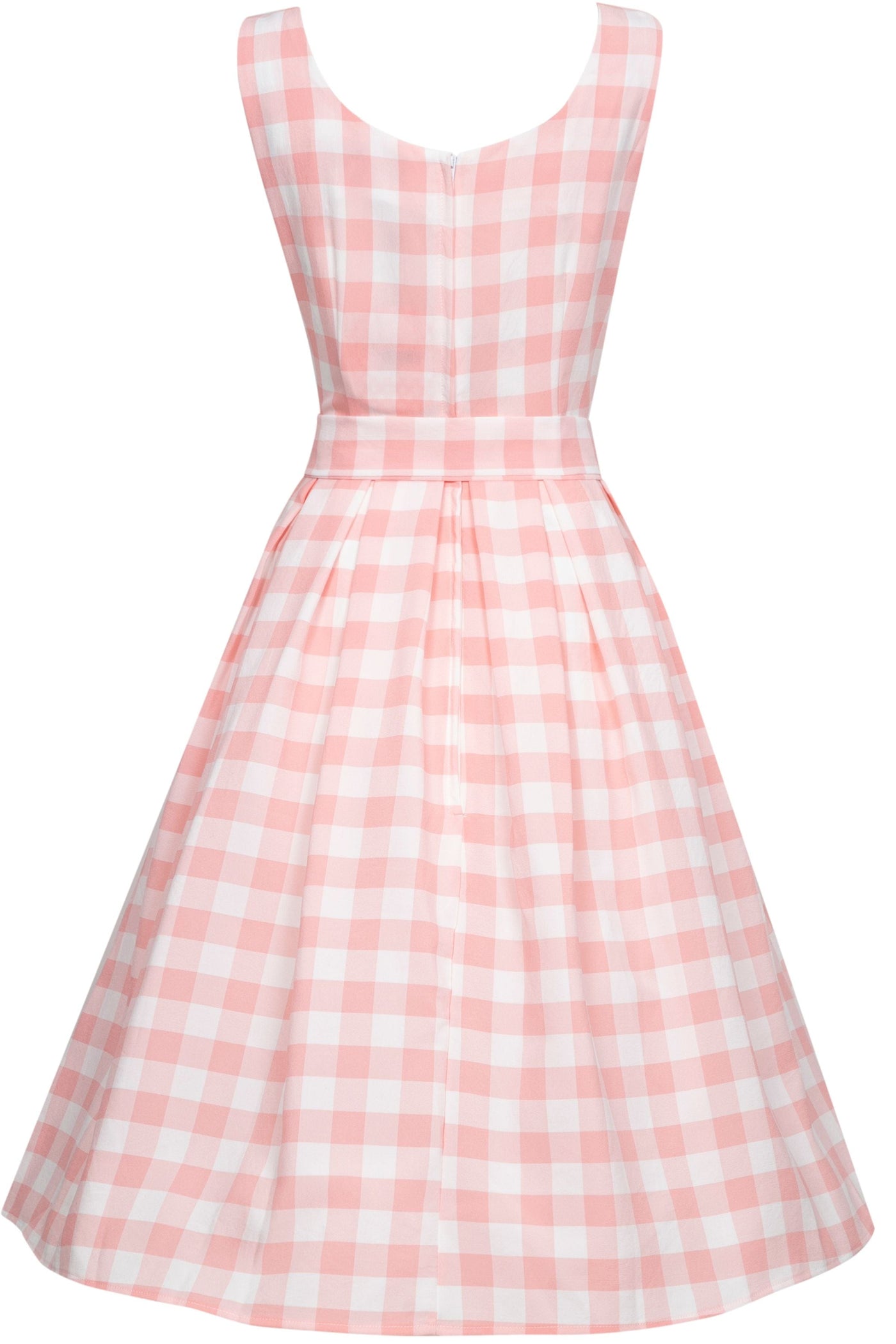 Amanda Pink Gingham Check Print Dress, back view
