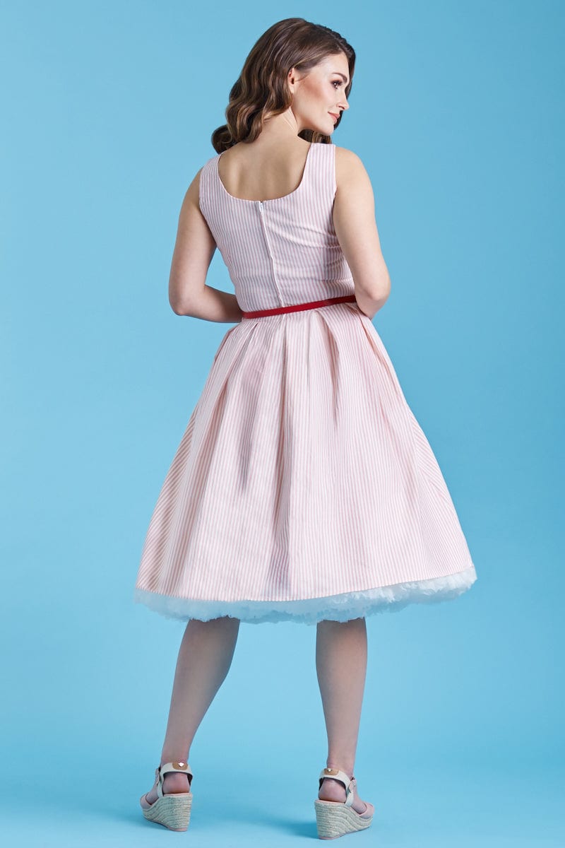 Amanda Pink Pin Striped Swing Dress