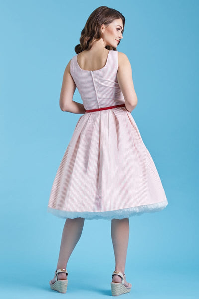 Amanda Pink Pin Striped Swing Dress