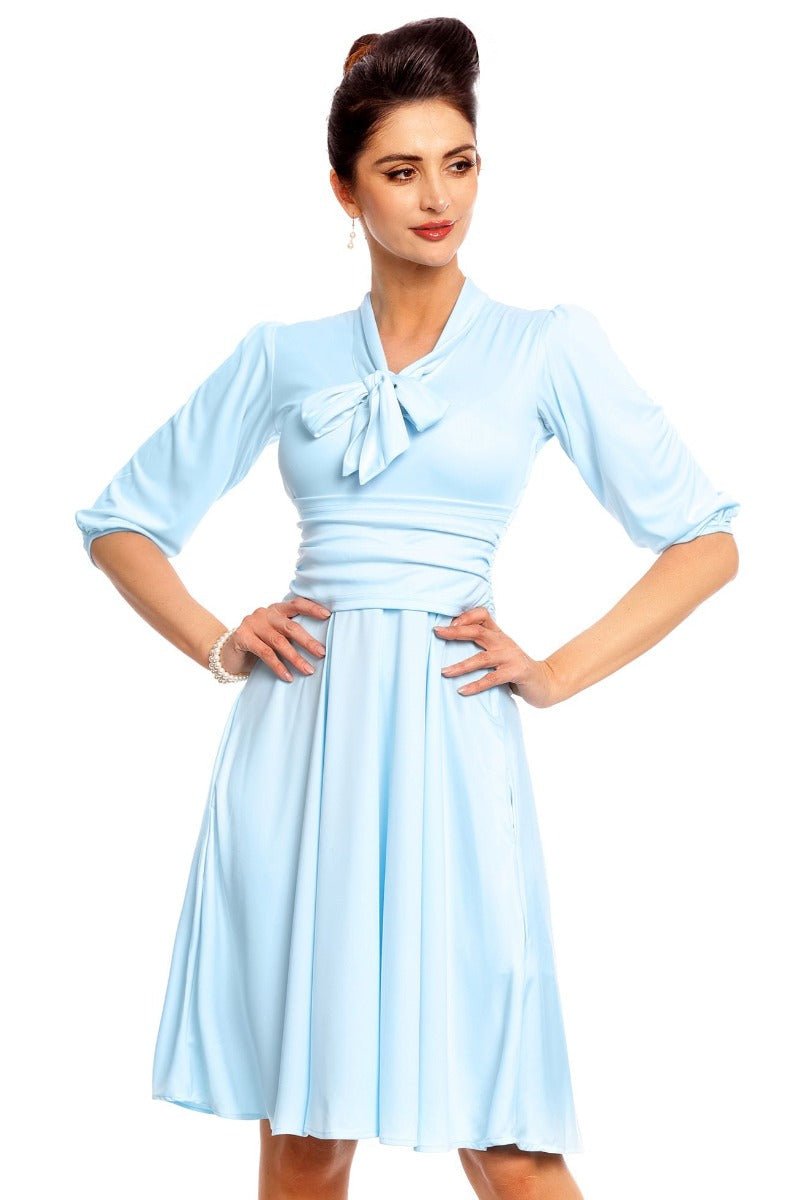 Vintage Stretchy Pale Blue Bow Tie Dress
