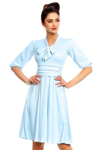 Vintage Stretchy Pale Blue Bow Tie Dress
