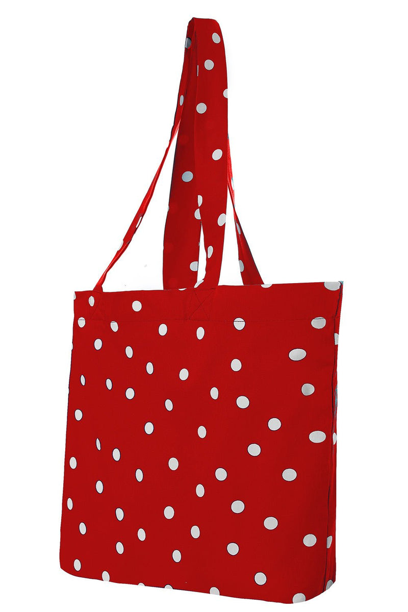 Tote Bag Red White Crazy Dots