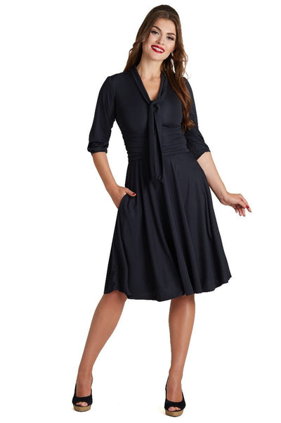 Vintage  Stretchy Black Bow Tie Dress