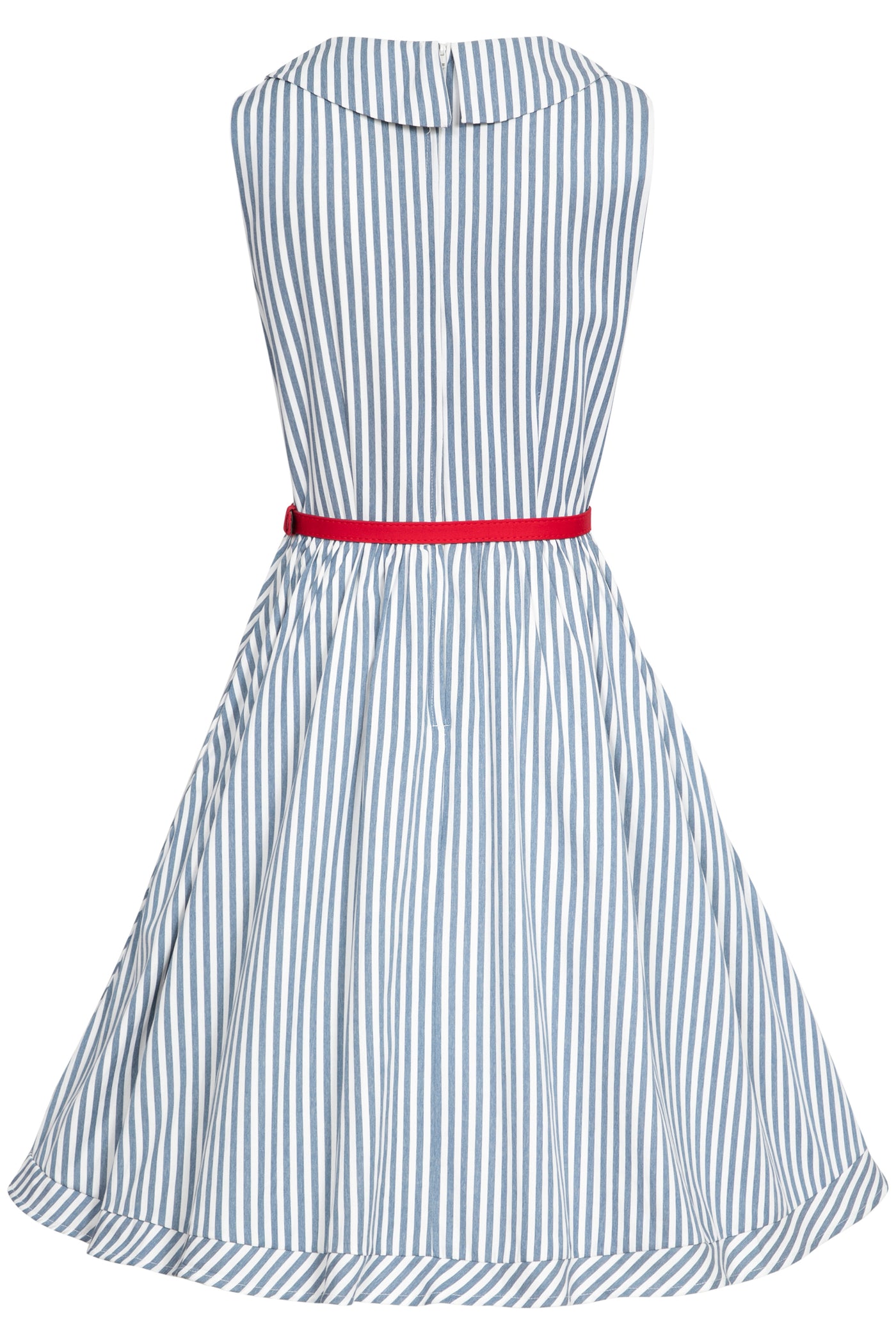 Woman's 50s Style Blue Pinstriped Shirt Dress