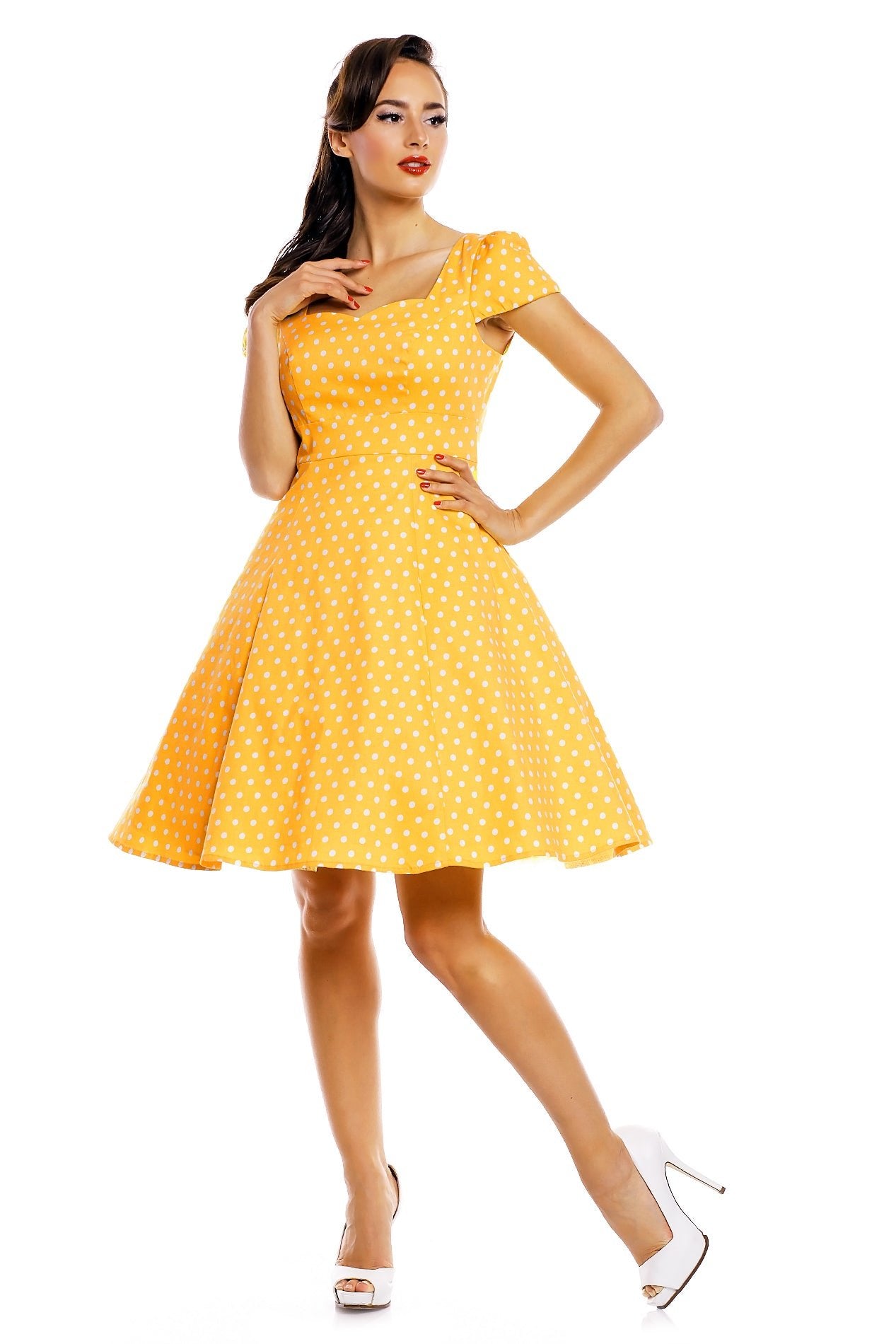 Woman's Flirty Fifties Style Dress in Yellow