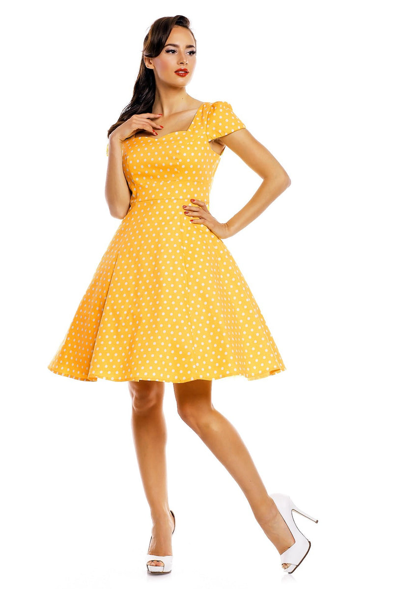 Buy Mustard Yellow Polka Dot Printed Cotton Dress | 2279/SHTT1 | The loom