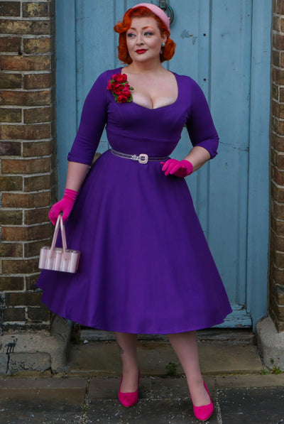 Woman's Long Sleeved Purple Midi Dress1