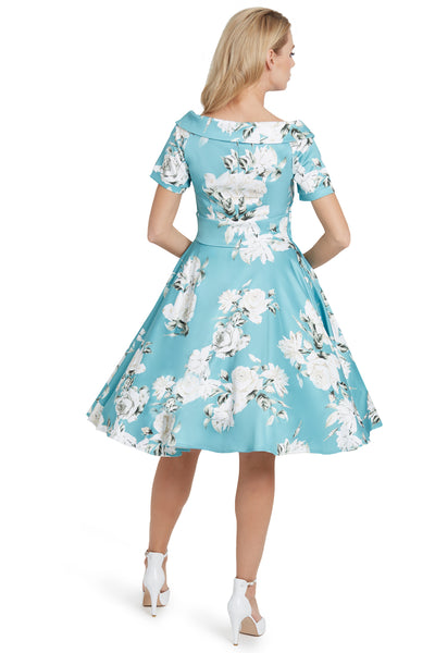 Woman's Mint Floral Flared Dress