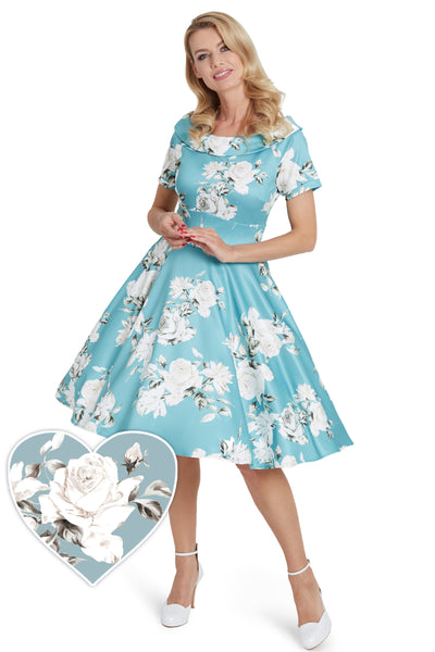 Woman's Mint Floral Flared Dress