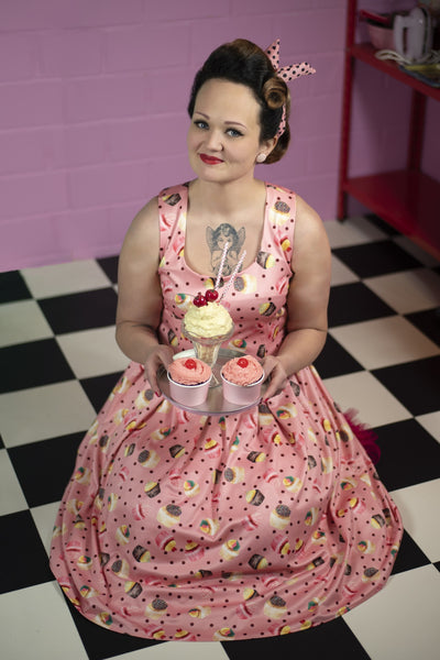 Amanda Pink Cupcake Swing Dress