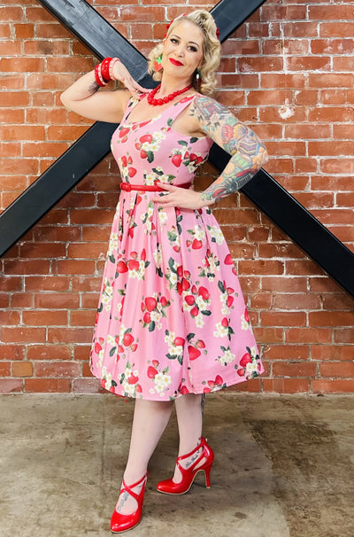 Woman's Pink Strawberry Dress