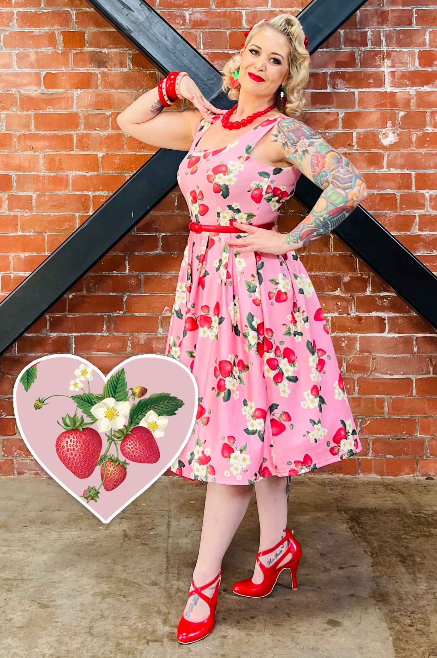Amanda Pink Strawberry Dress