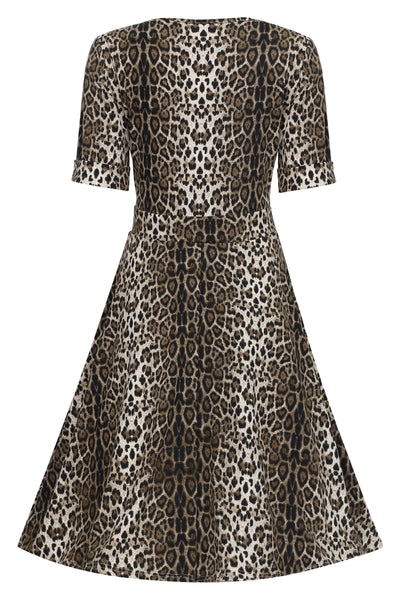 Woman's Retro Leopard Print Casual Wrap Dress