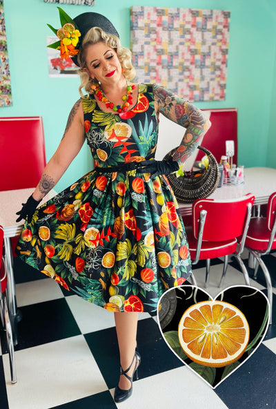 Woman's Tropical Summer Fruit Print Swing Dress