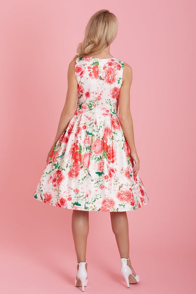 Annie White Red Floral Swing Dress