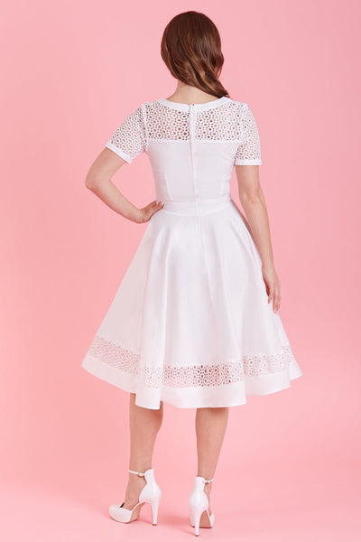 Woman's Lace Sleeved Dress in White