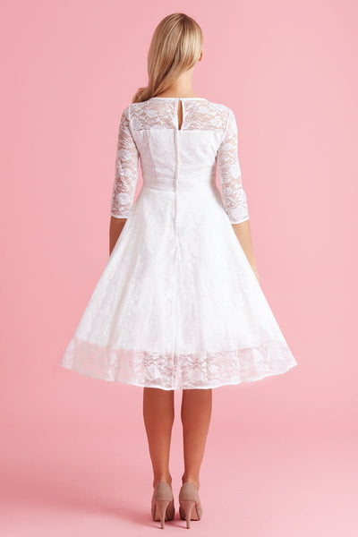 Woman's White Lace Bridal Dress