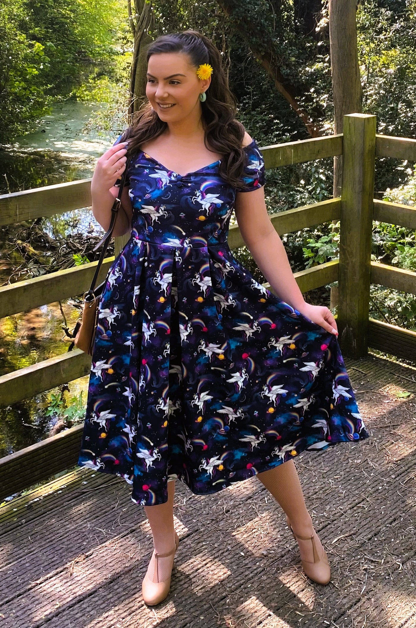 Woman's Retro Off Shoulder Unicorn Swing Dress