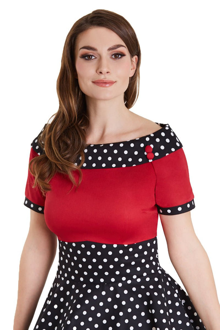 Darlene Rockabilly Dress in Red/Black/White Polka Dot Print Darlene Rockabilly Dress in Red/Black/White Polka Dot Print