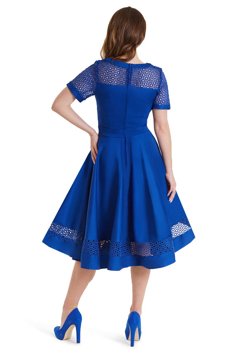 Woman's Royal Blue Lace Sleeved Dress