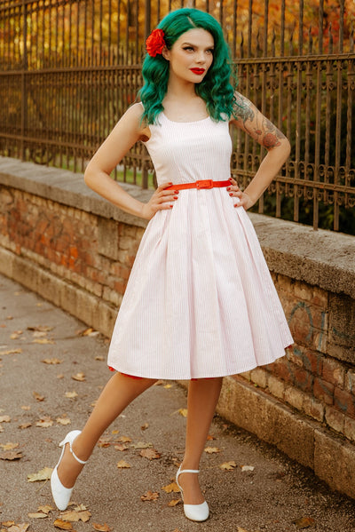 Women's  Pink Striped Swing Dress